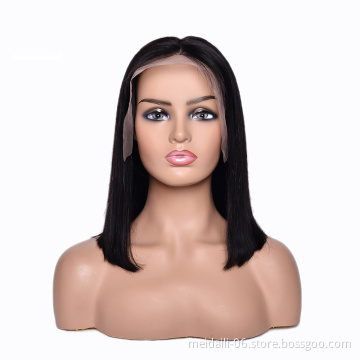 cheap price 100% virgin Brazilian human hair bob wig with bangs lace front bob wigs human hair